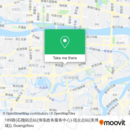 189路(石榴岗总站(海珠政务服务中心)-瑶台总站(美博城)) map