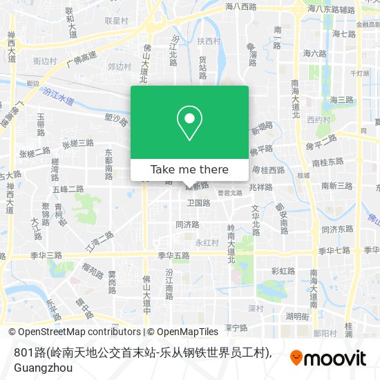 801路(岭南天地公交首末站-乐从钢铁世界员工村) map