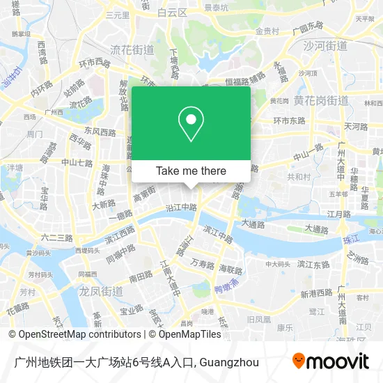 广州地铁团一大广场站6号线A入口 map