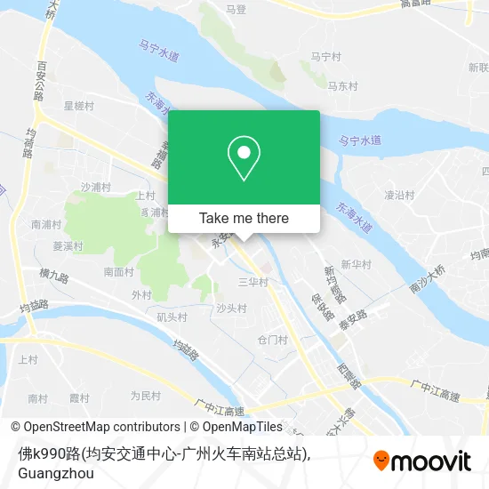 佛k990路(均安交通中心-广州火车南站总站) map