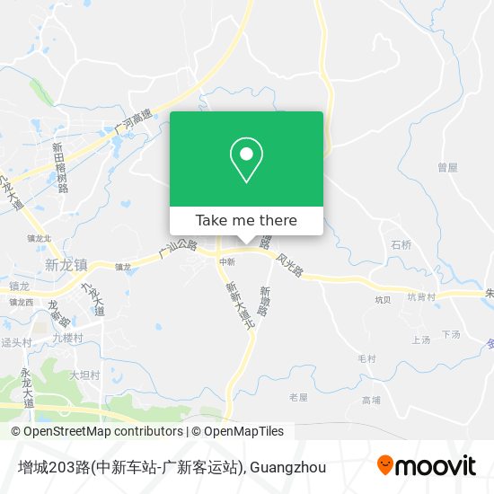 增城203路(中新车站-广新客运站) map