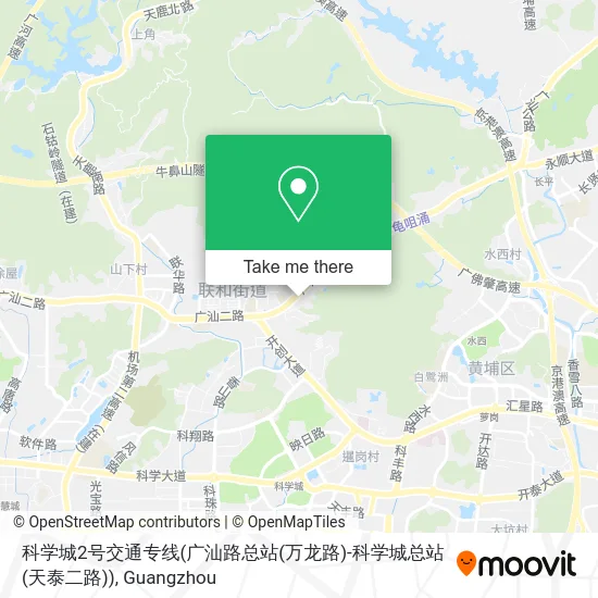 科学城2号交通专线(广汕路总站(万龙路)-科学城总站(天泰二路)) map