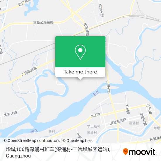 增城106路深涌村班车(深涌村-二汽增城客运站) map