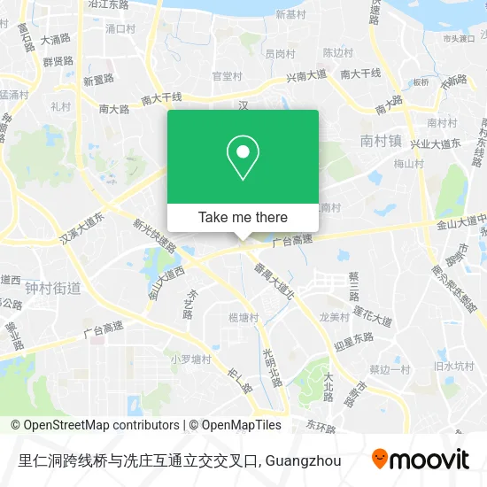 里仁洞跨线桥与冼庄互通立交交叉口 map