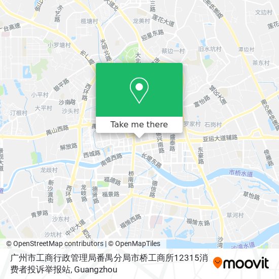 广州市工商行政管理局番禺分局市桥工商所12315消费者投诉举报站 map