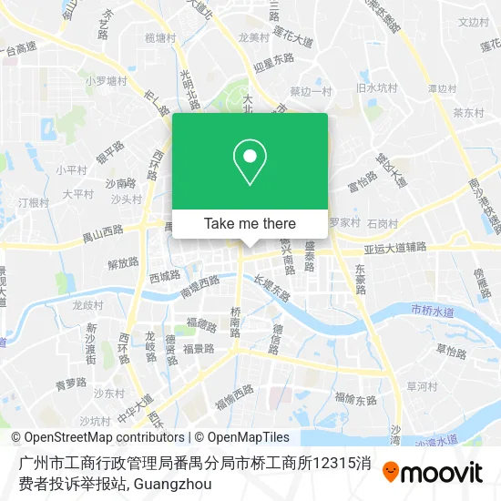 广州市工商行政管理局番禺分局市桥工商所12315消费者投诉举报站 map