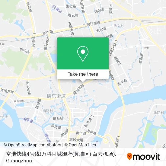 空港快线4号线(万科尚城御府(黄埔区)-白云机场) map
