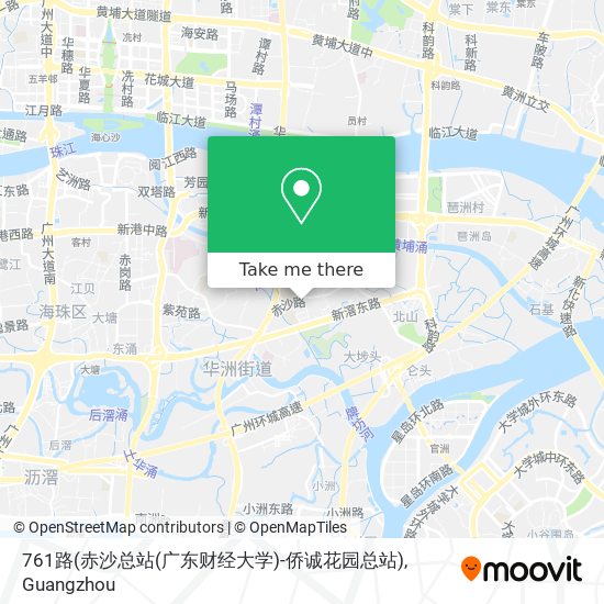 761路(赤沙总站(广东财经大学)-侨诚花园总站) map