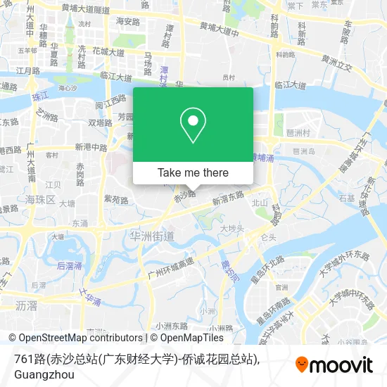 761路(赤沙总站(广东财经大学)-侨诚花园总站) map