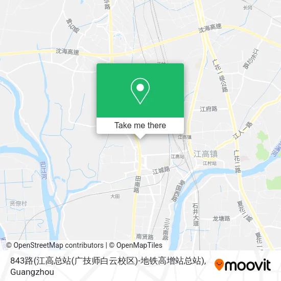 843路(江高总站(广技师白云校区)-地铁高增站总站) map