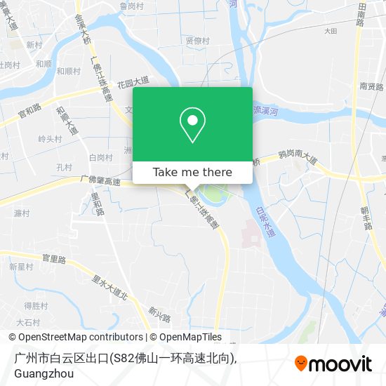 广州市白云区出口(S82佛山一环高速北向) map