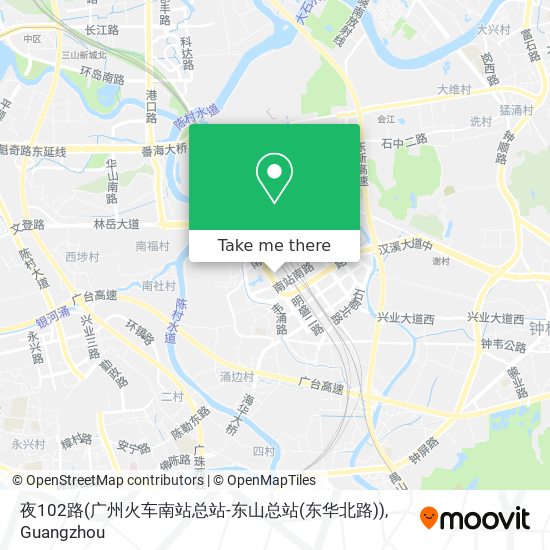 夜102路(广州火车南站总站-东山总站(东华北路)) map