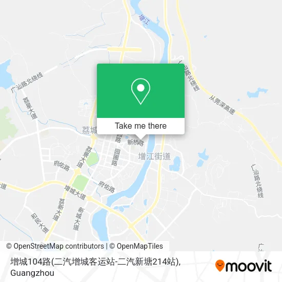 增城104路(二汽增城客运站-二汽新塘214站) map