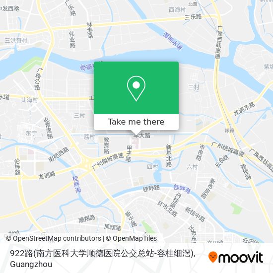 922路(南方医科大学顺德医院公交总站-容桂细滘) map