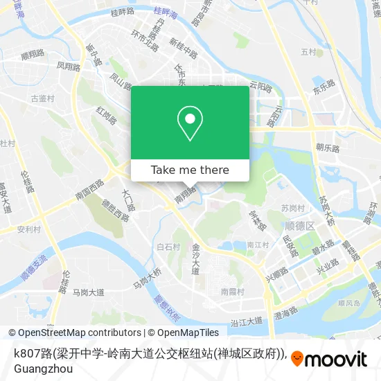 k807路(梁开中学-岭南大道公交枢纽站(禅城区政府)) map