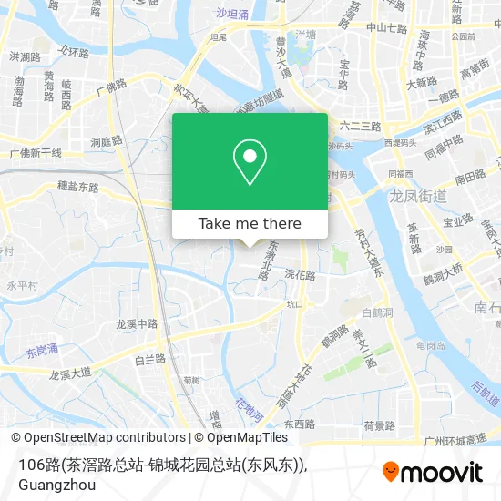 106路(茶滘路总站-锦城花园总站(东风东)) map