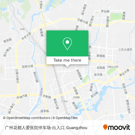 广州花都人爱医院停车场-出入口 map
