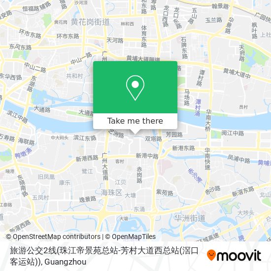 旅游公交2线(珠江帝景苑总站-芳村大道西总站(滘口客运站)) map