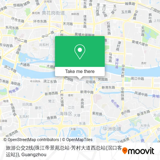 旅游公交2线(珠江帝景苑总站-芳村大道西总站(滘口客运站)) map