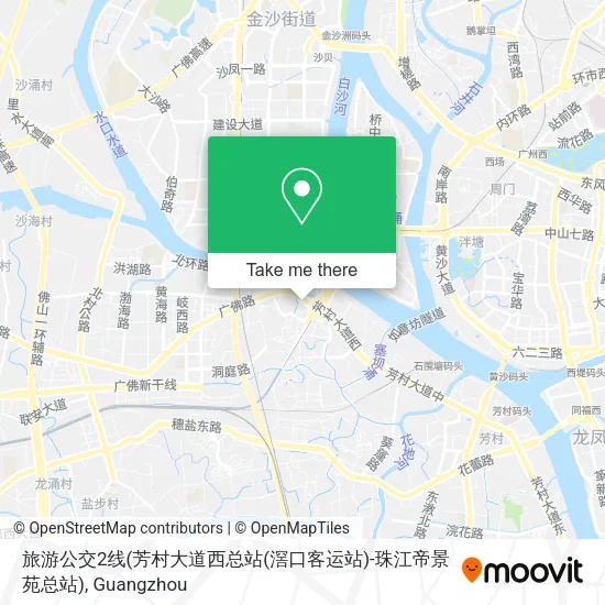 旅游公交2线(芳村大道西总站(滘口客运站)-珠江帝景苑总站) map