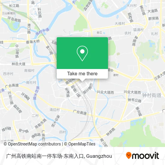 广州高铁南站南一停车场-东南入口 map