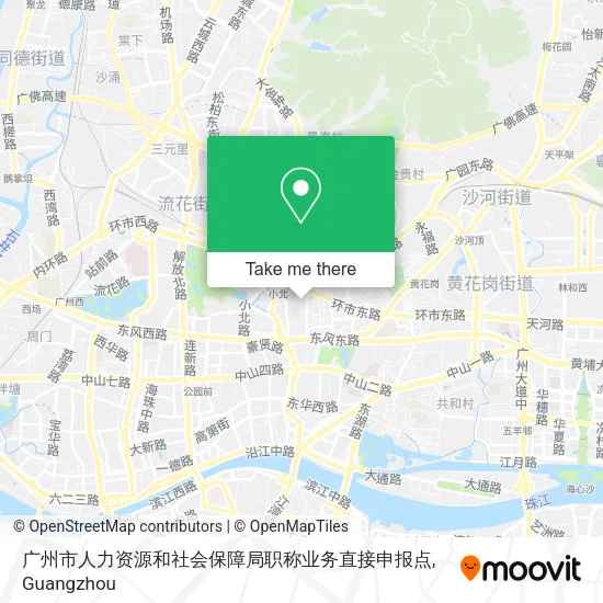 广州市人力资源和社会保障局职称业务直接申报点 map