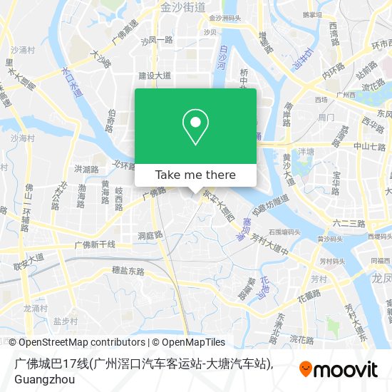 广佛城巴17线(广州滘口汽车客运站-大塘汽车站) map