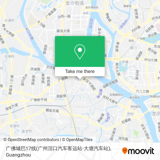 广佛城巴17线(广州滘口汽车客运站-大塘汽车站) map