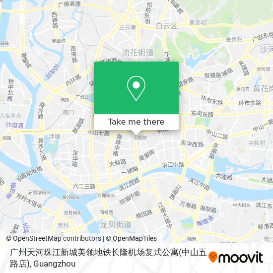 广州天河珠江新城美领地铁长隆机场复式公寓(中山五路店) map