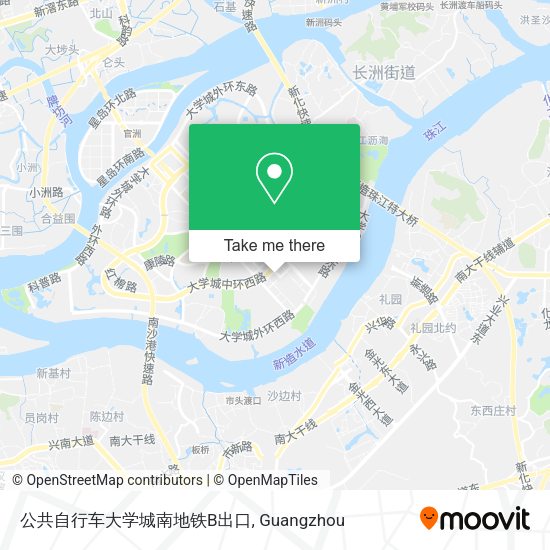公共自行车大学城南地铁B出口 map