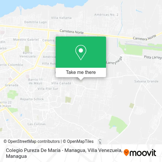 Mapa de Colegio Pureza De María - Managua, Villa Venezuela