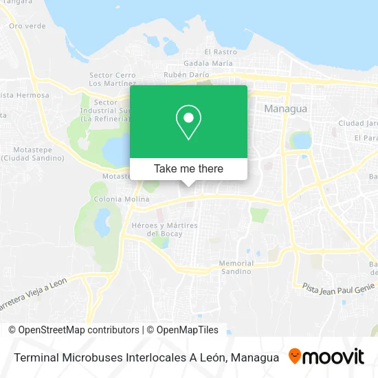 Mapa de Terminal Microbuses Interlocales A León
