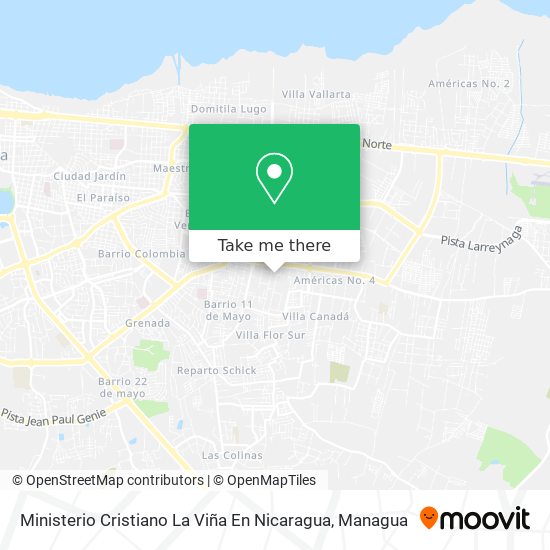 Mapa de Ministerio Cristiano La Viña En Nicaragua