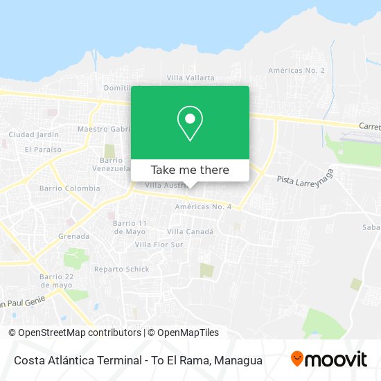Costa Atlántica Terminal - To El Rama map