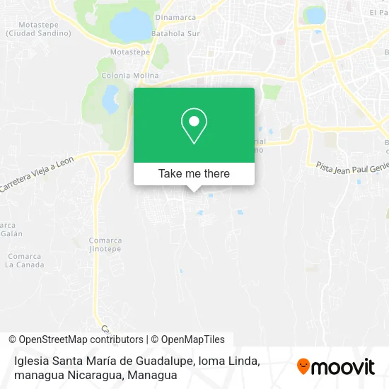Mapa de Iglesia Santa María de Guadalupe, loma Linda, managua Nicaragua