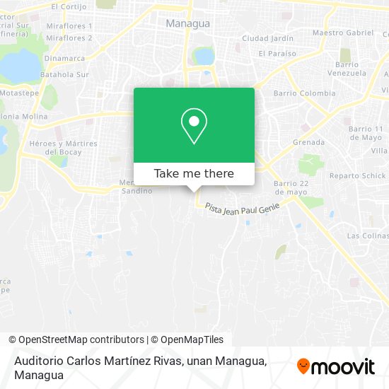 Auditorio Carlos Martínez Rivas, unan Managua map