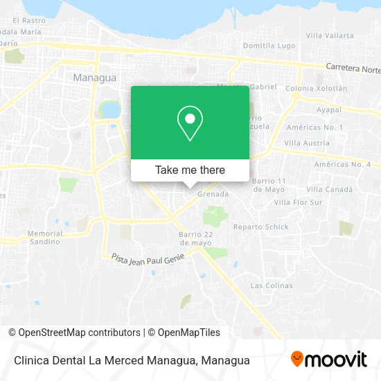 Mapa de Clinica Dental La Merced Managua