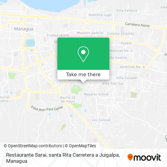 Restaurante Sarai, santa Rita Carretera a Juigalpa map