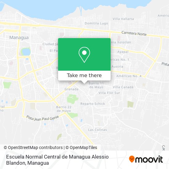 Mapa de Escuela Normal Central de Managua Alessio Blandon