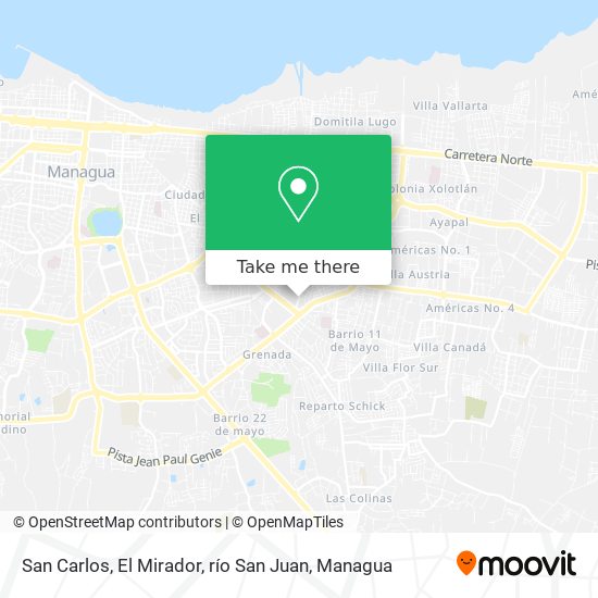 San Carlos, El Mirador, río San Juan map