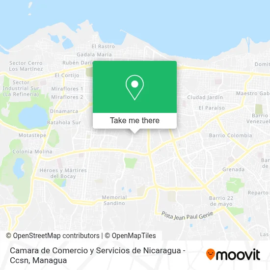 Mapa de Camara de Comercio y Servicios de Nicaragua - Ccsn