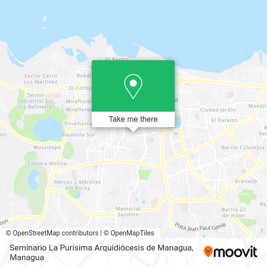 Seminario La Purísima Arquidiócesis de Managua map