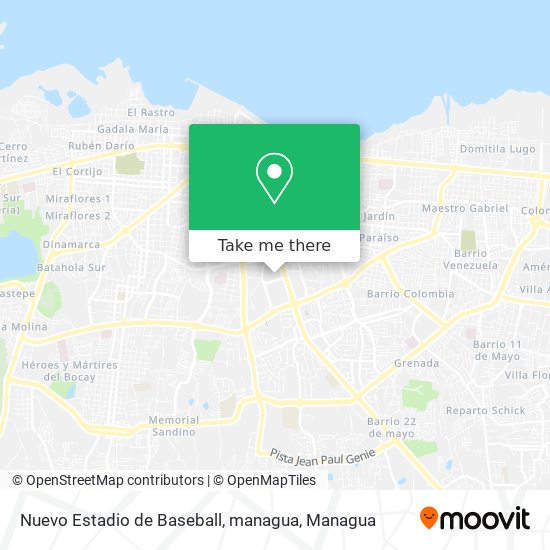 Nuevo Estadio de Baseball, managua map