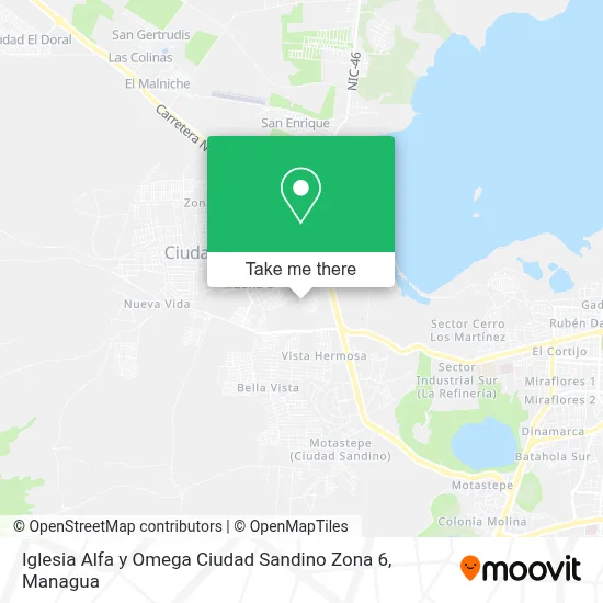 Mapa de Iglesia Alfa y Omega Ciudad Sandino Zona 6