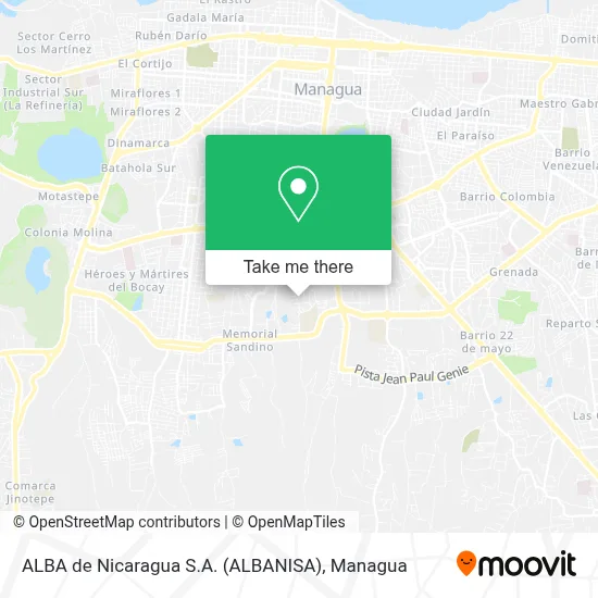 Mapa de ALBA de Nicaragua S.A. (ALBANISA)