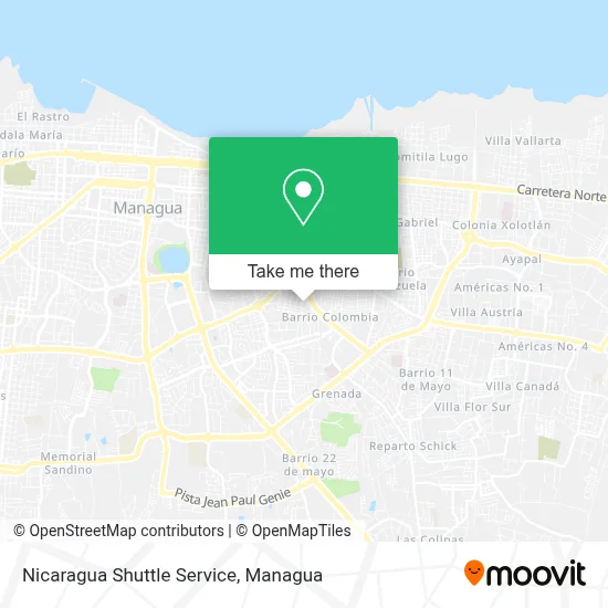 Nicaragua Shuttle Service map