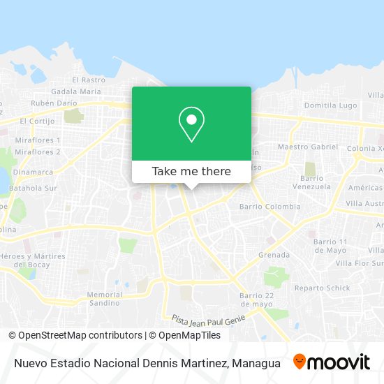Nuevo Estadio Nacional Dennis Martinez map