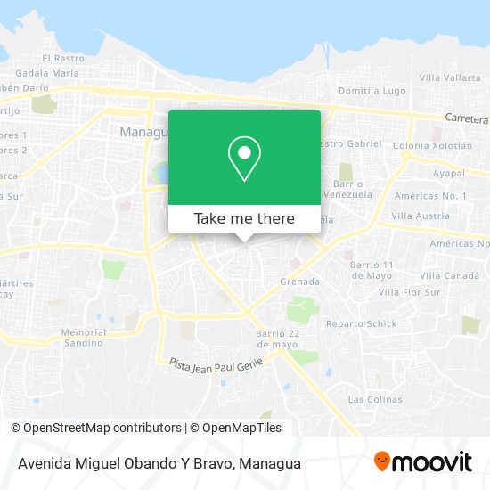 Avenida Miguel Obando Y Bravo map