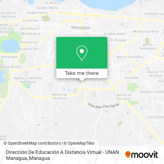 Dirección De Educación A Distancia Virtual - UNAN Managua map