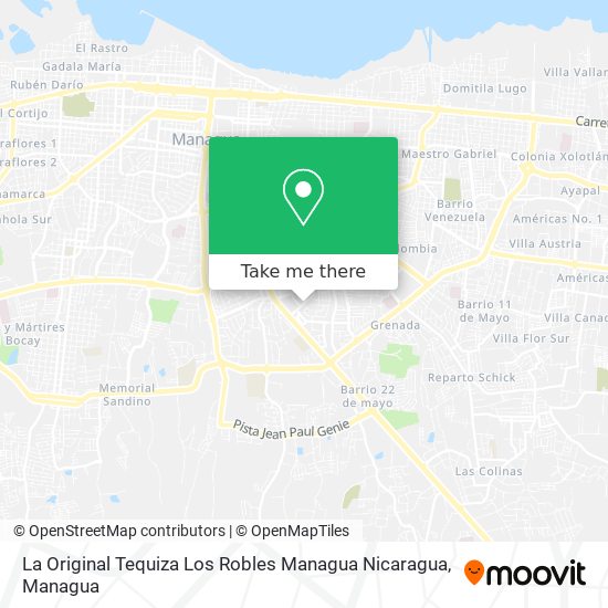 Mapa de La Original Tequiza Los Robles Managua Nicaragua